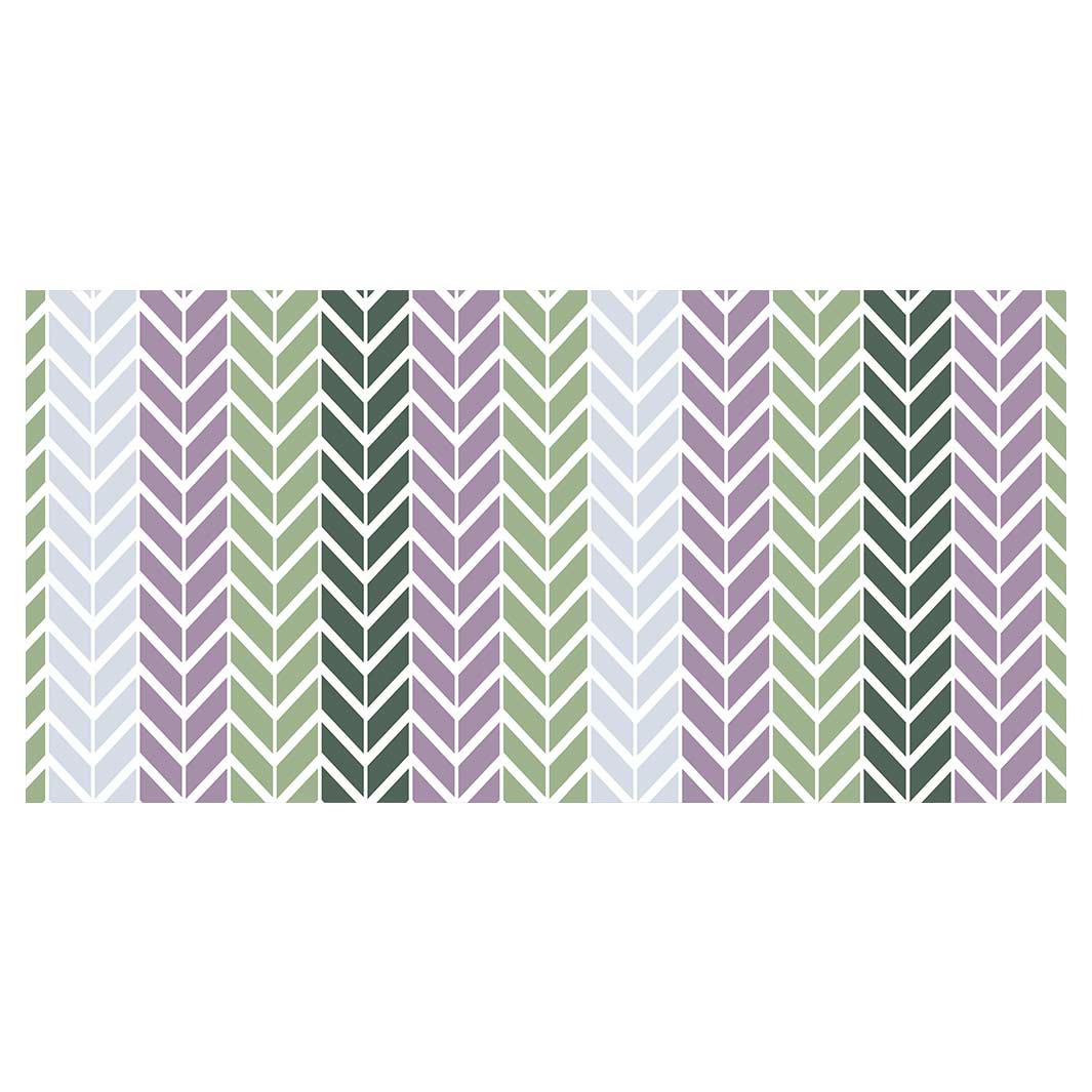 GEOMETRIC GREEN AND PURPLE CHEVRON PATTERN TABLECLOTH