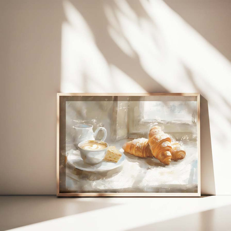COFFEE AND CROISSANT COMPOSITE FRAMED CANVAS