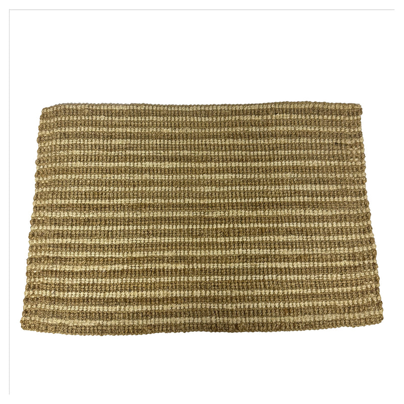 JUTE RUG HANDSPUN BOUCLÉ THIN STRIPE  - NATURAL GOLD