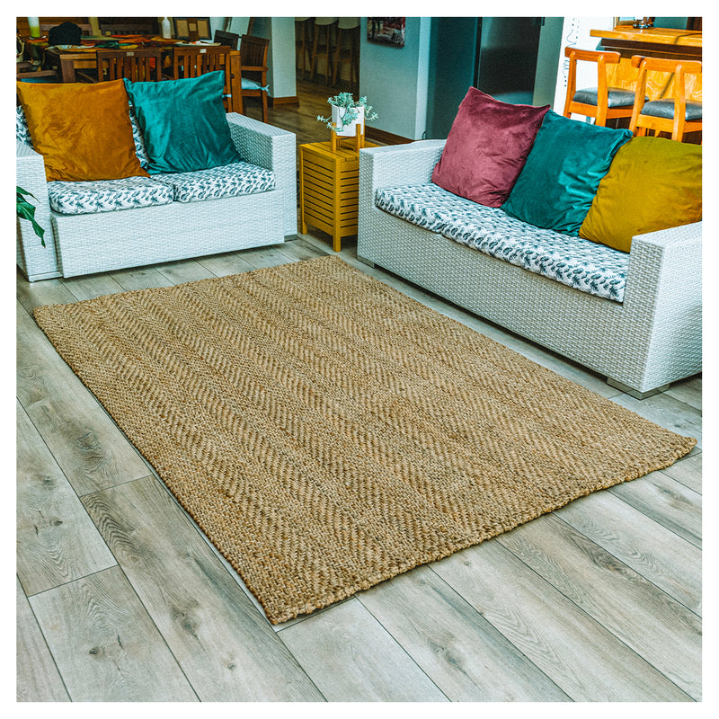 JUTE RUG HANDSPUN HERRINGBONE - NATURAL GOLD