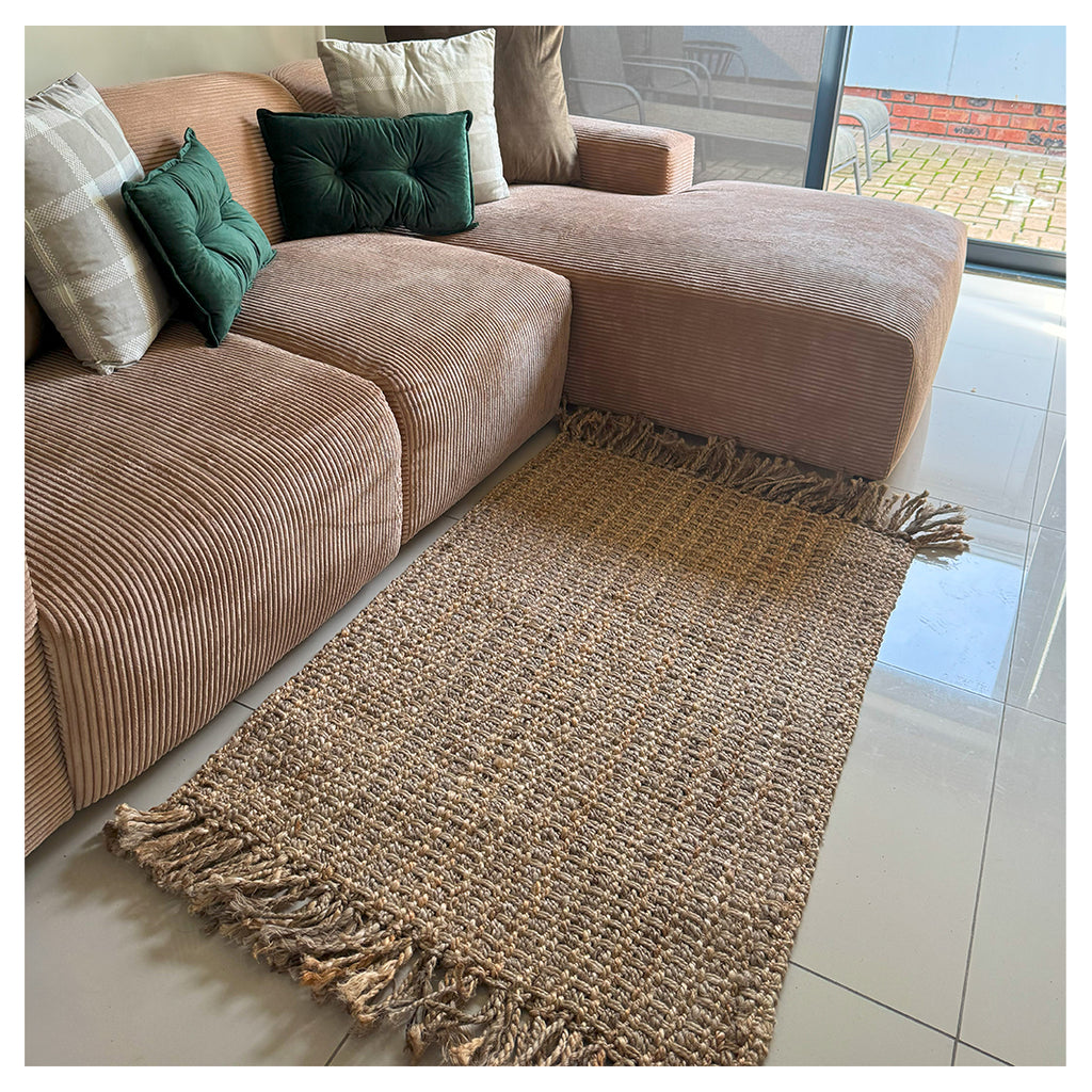 JUTE RUG HANDSPUN PANAMA - NATURAL GOLD