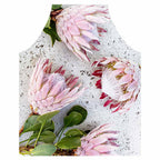 FLORAL PINK PROTEAS ON WHITE APRON