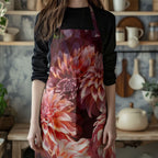FLORAL ORANGE SCATTERED DAHLIAS WITH LEAVES APRON