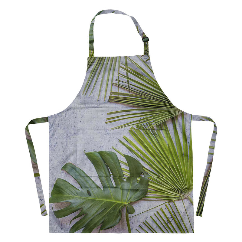 LEAVES GREEN PALM LEAVES ON WHITE APRON