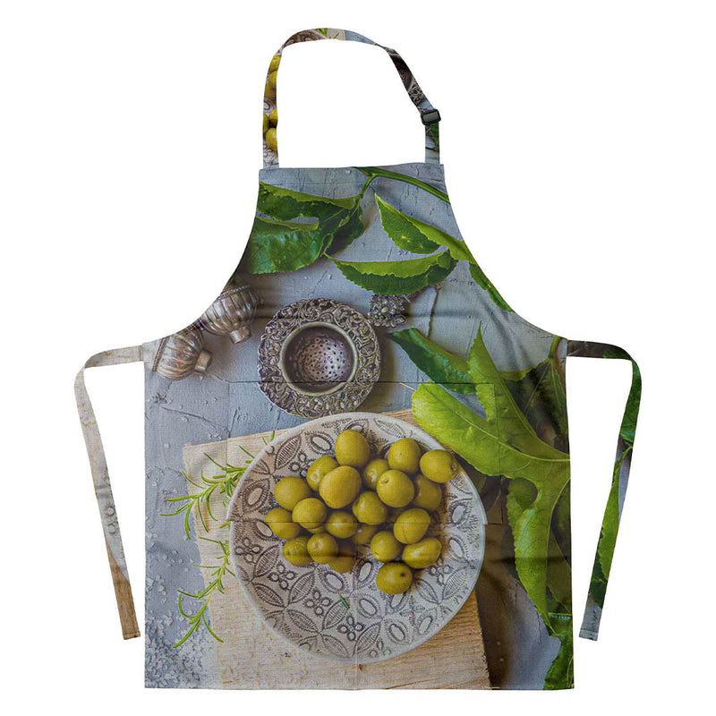 NATURAL SILVER SALT SHAKERS WITH GREEN OLIVES APRON