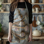 NATURAL PURPLE GIANT POPPY SEEDS ON GREY APRON