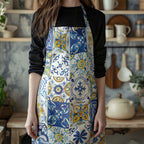 PATTERN BLUE AND YELLOW WATERCOLOUR LISBON TILE APRON