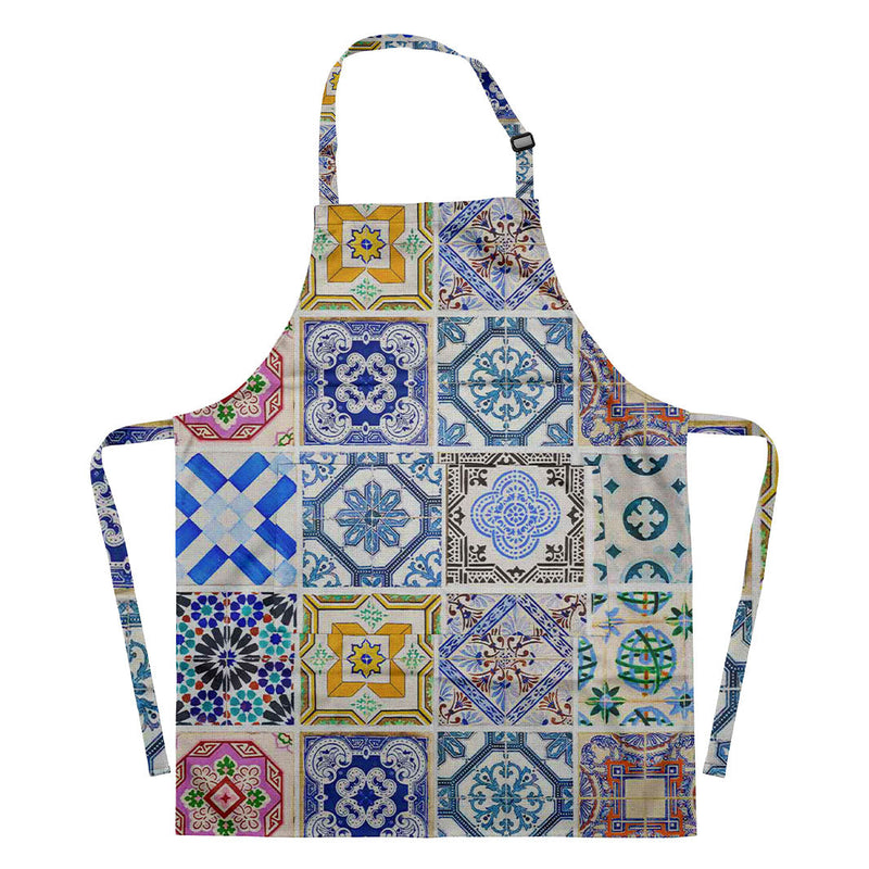 PATTERN BLUE COLOURFUL TILE APRON