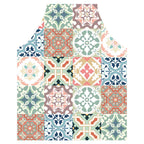 PATTERN TEAL AND ORANGE TILE  APRON