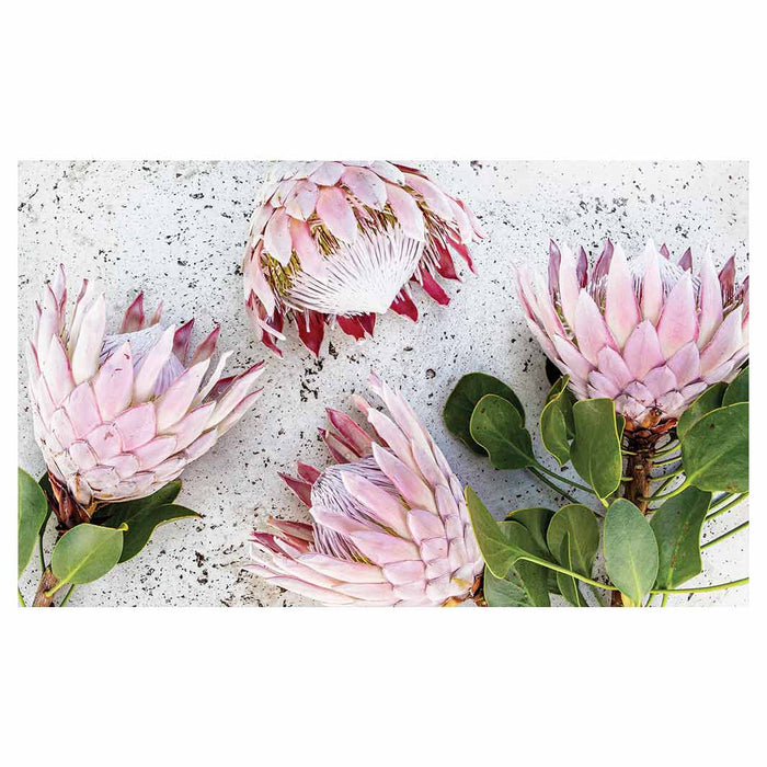 FLORAL PINK PROTEAS ON WHITE MULTI-PURPOSE MAT