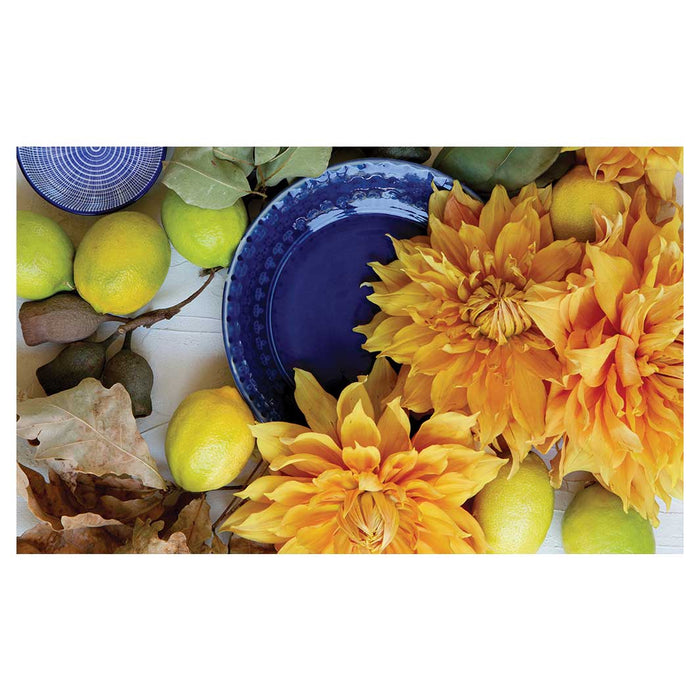 FLORAL YELLOW CHRYSANTHEMUM FLOWERS WITH FOLIAGE MULTI-PURPOSE MAT