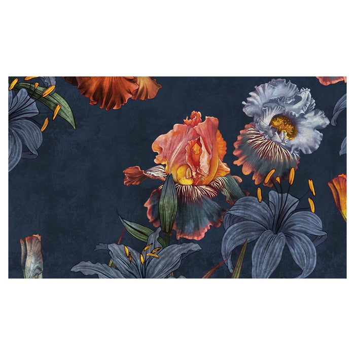 FLORAL NAVY LILIES AND IRIS PAINTING MULTI-PURPOSE MAT