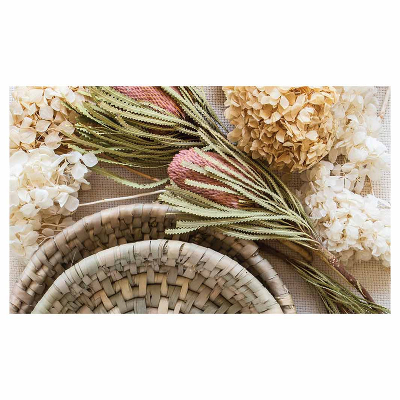FLORAL CREAM AND GREY BASKET WITH PINK BANKSEAS MULTI-PURPOSE MAT