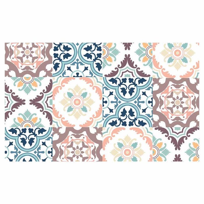 PATTERN BLUE AND MAUVE TILE MULTI-PURPOSE MAT