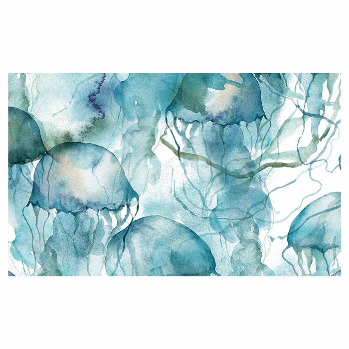 PATTERN BLUE OCEAN WATERCOLOUR JELLYFISH MULTI-PURPOSE MAT