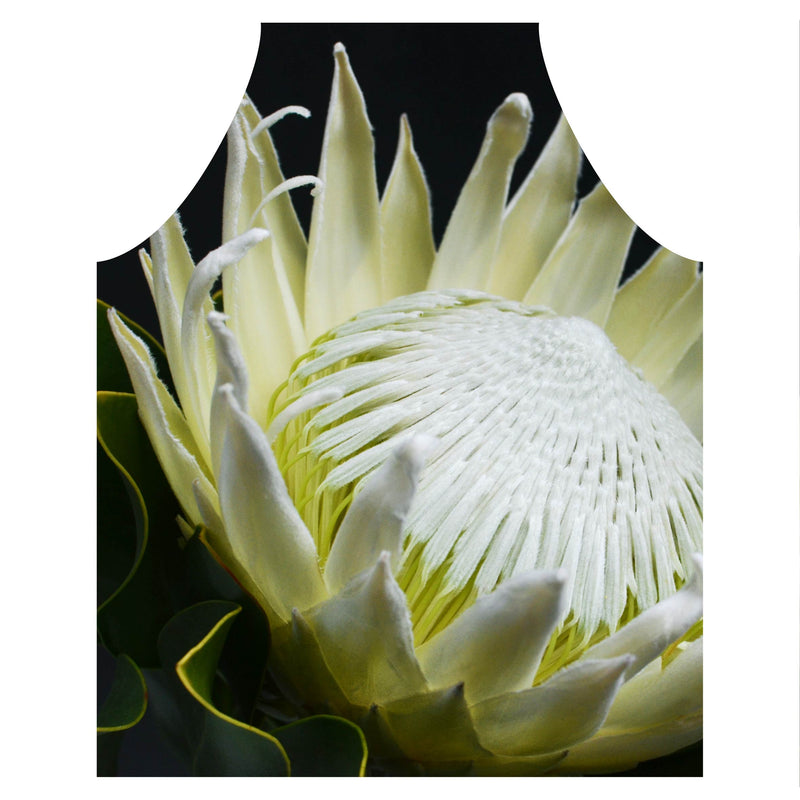 MIDNIGHT WHITE PROTEA UP CLOSE APRON