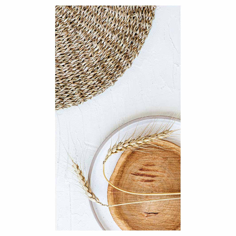 NATURAL BEIGE WHEAT ON WOOD AND WHITE BUFF