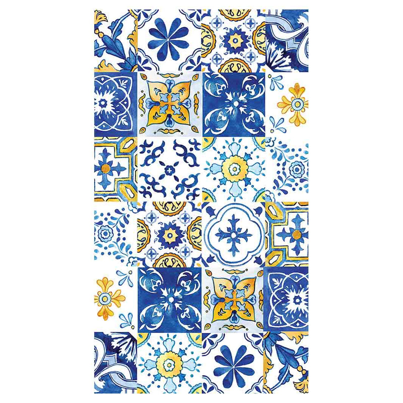 PATTERN BLUE AND YELLOW WATERCOLOUR LISBON TILE BUFF