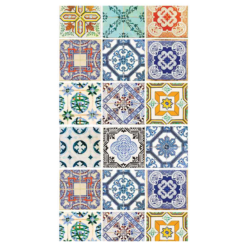 PATTERN BLUE COLOURFUL TILE BUFF