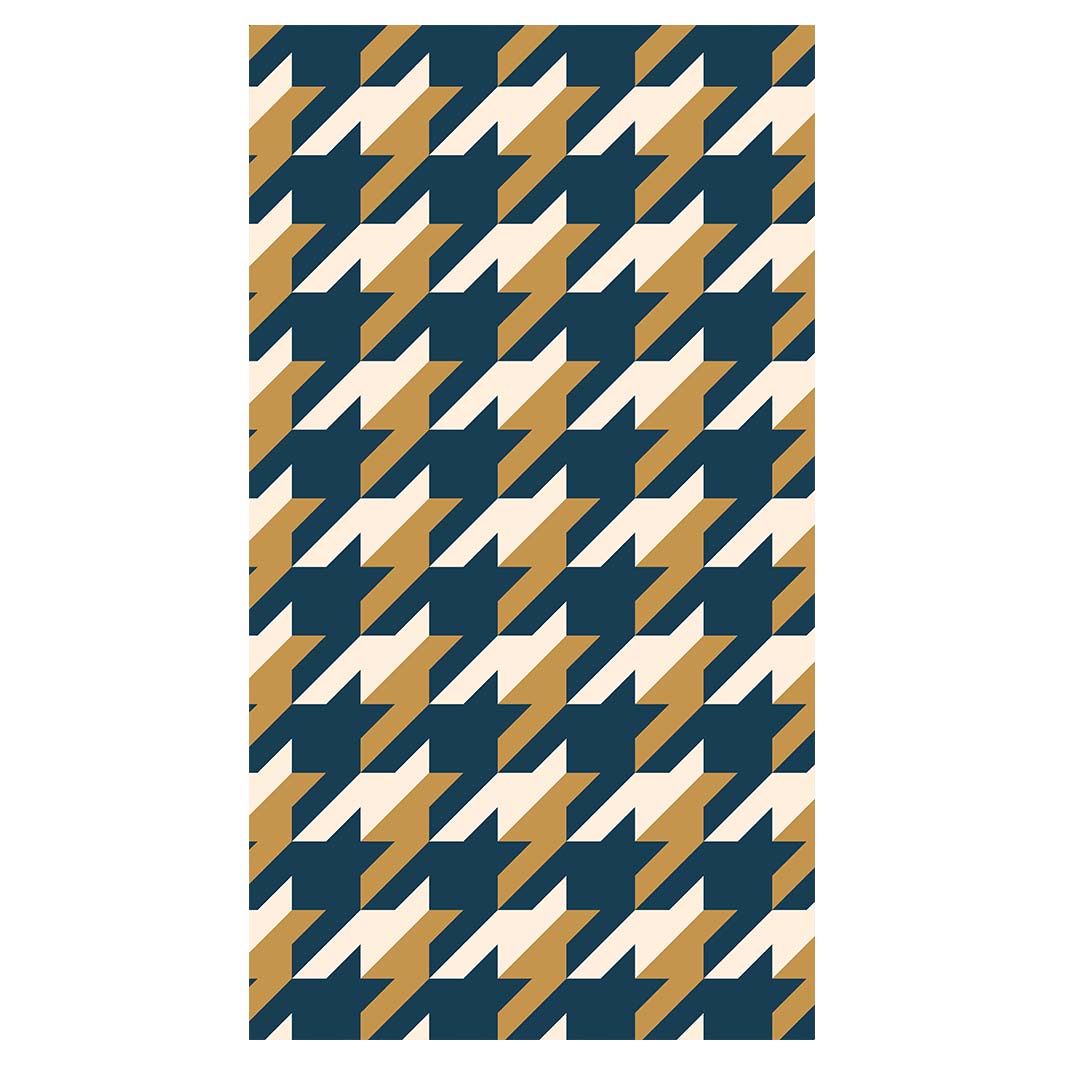 HOUNDSTOOTH BLUE AND GOLD BUFF