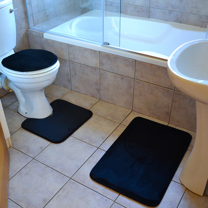 3 PIECE MEMORY FOAM BATH MAT SET BLACK