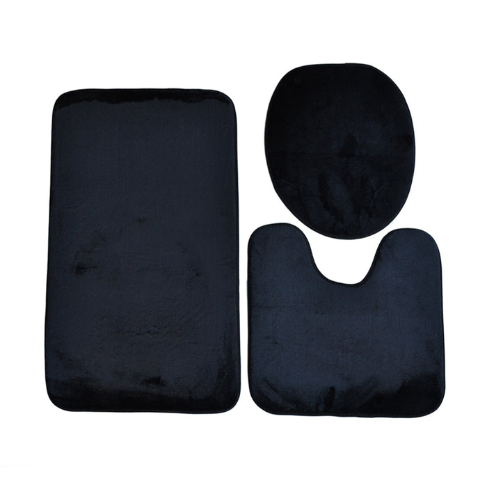 3 PIECE MEMORY FOAM BATH MAT SET BLACK