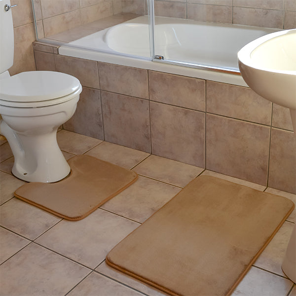 2 PIECE MEMORY FOAM BATH MAT SET TAUPE