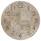 PATTERN BROWN MODERN TILE NATURAL ROUND CLOCK