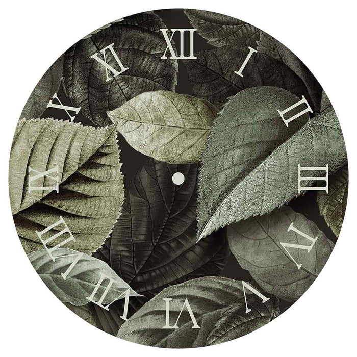 LEAVES GREEN MONOCHROMATIC LEAVES ROUND CLOCK