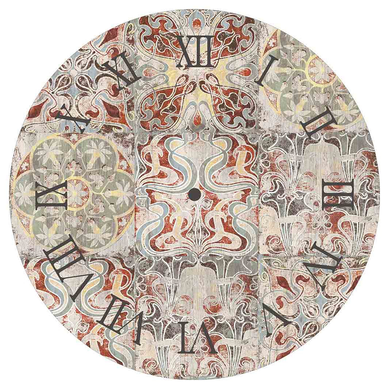 ANTIQUE FADED MOROCCAN TILE ROUND CLOCK