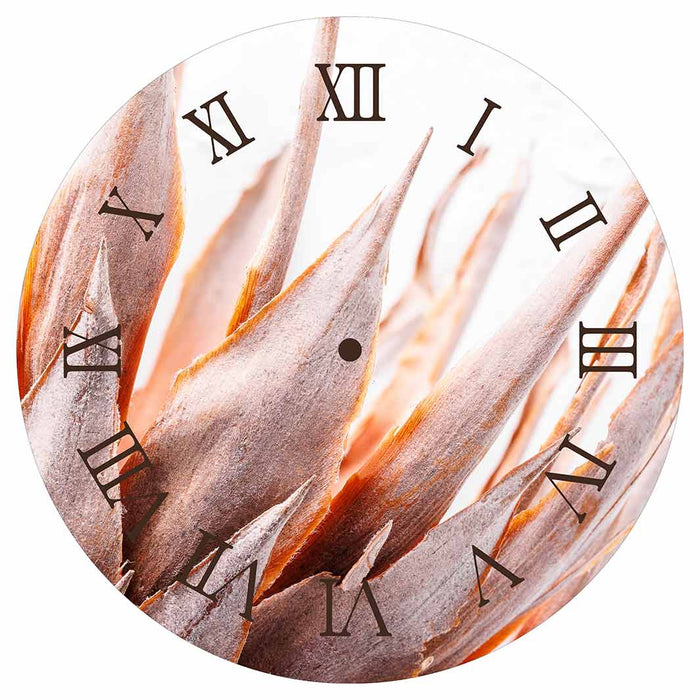 DRIED RUSTIC PINK PROTEA ROUND CLOCK