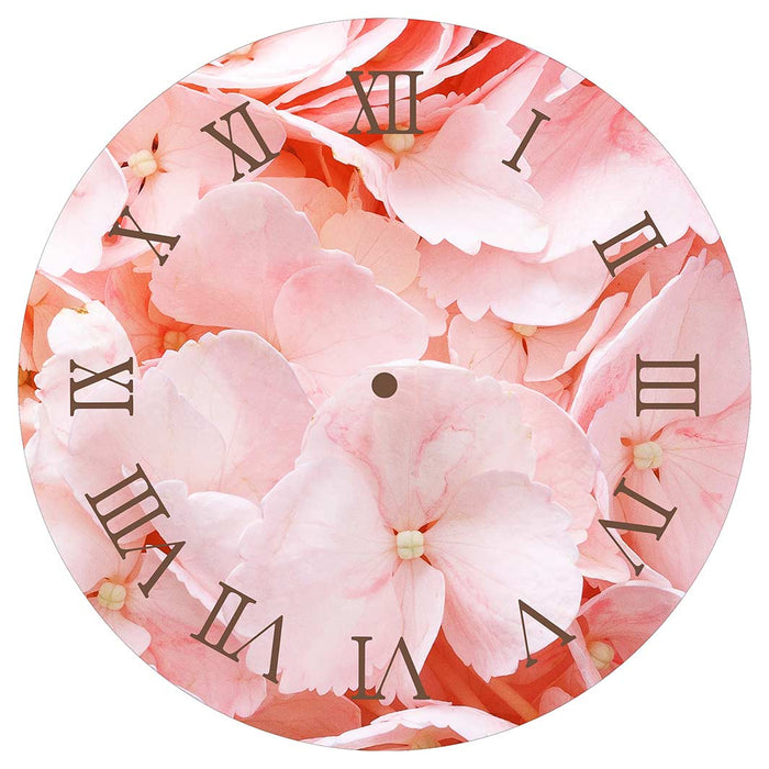 HYDRANGEA SOFT PINK ROUND CLOCK