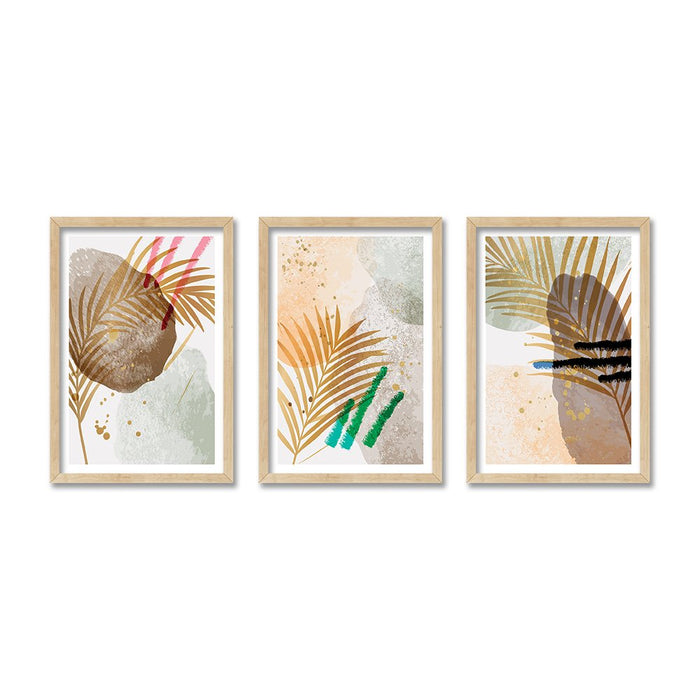 ABSTRACT COMPOSITE FRAMED CANVAS COLLAGES 3PCE