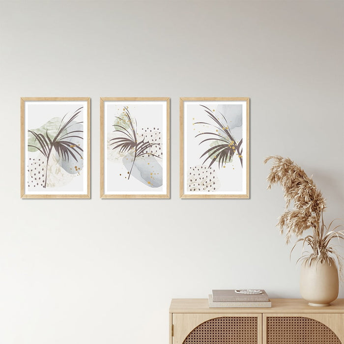 PALM TREE COMPOSITE FRAMED CANVAS COLLAGES 3PCE