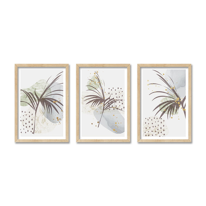 PALM TREE COMPOSITE FRAMED CANVAS COLLAGES 3PCE