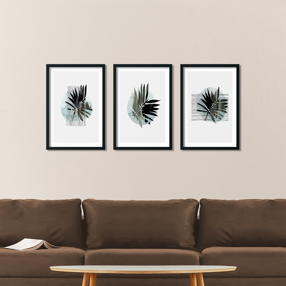 PALM TREE LEAF COMPOSITE FRAMED CANVAS COLLAGES 3PCE