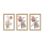 LINE ART LEAVES COMPOSITE FRAMED CANVAS COLLAGES 3PCE