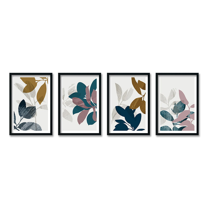 COLOURFUL LEAVES COMPOSITE FRAMED CANVAS COLLAGES 4PCE