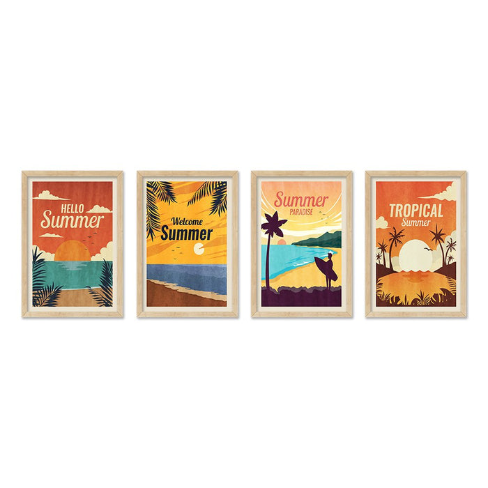 HELLO SUMMER COMPOSITE FRAMED CANVAS COLLAGES 4PCE