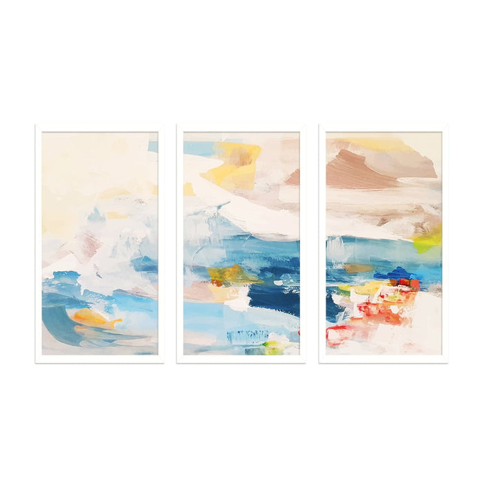 MODERN ABSTRACT PAINTING 3 PIECE COMPOSITE FRAMED CANVAS COLLAGES