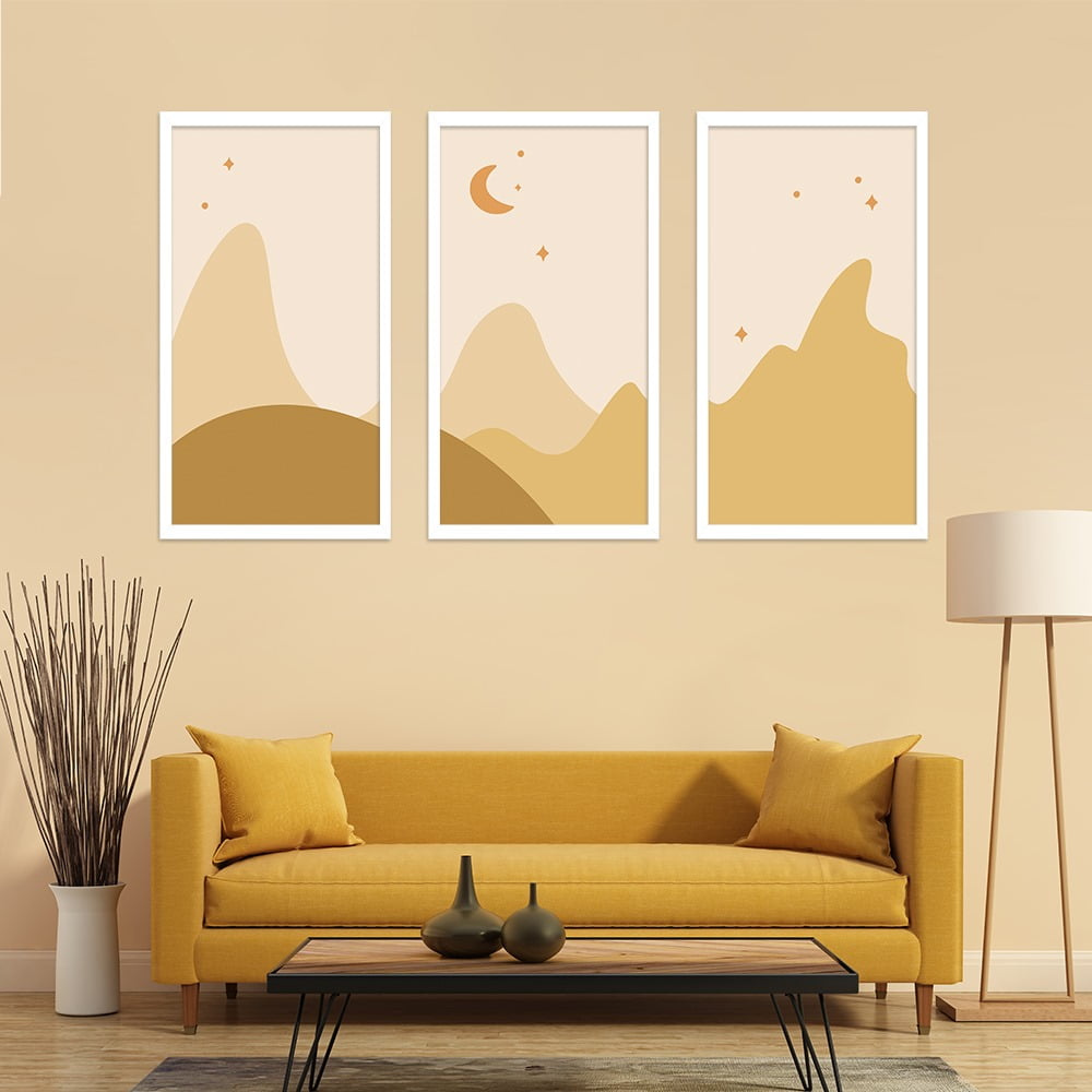 MODERN BROWN DESERT  3 PIECE COMPOSITE FRAMED CANVAS COLLAGES
