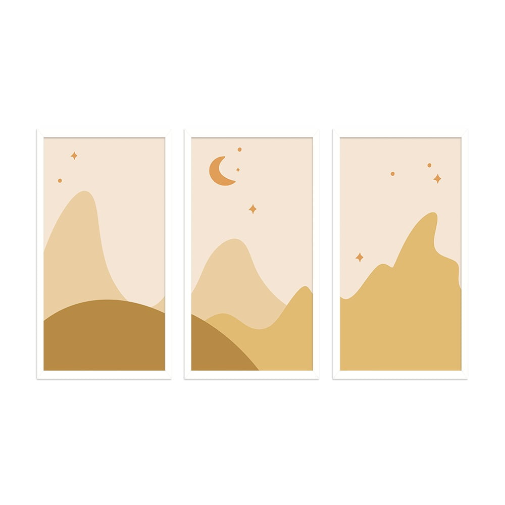 MODERN BROWN DESERT  3 PIECE COMPOSITE FRAMED CANVAS COLLAGES