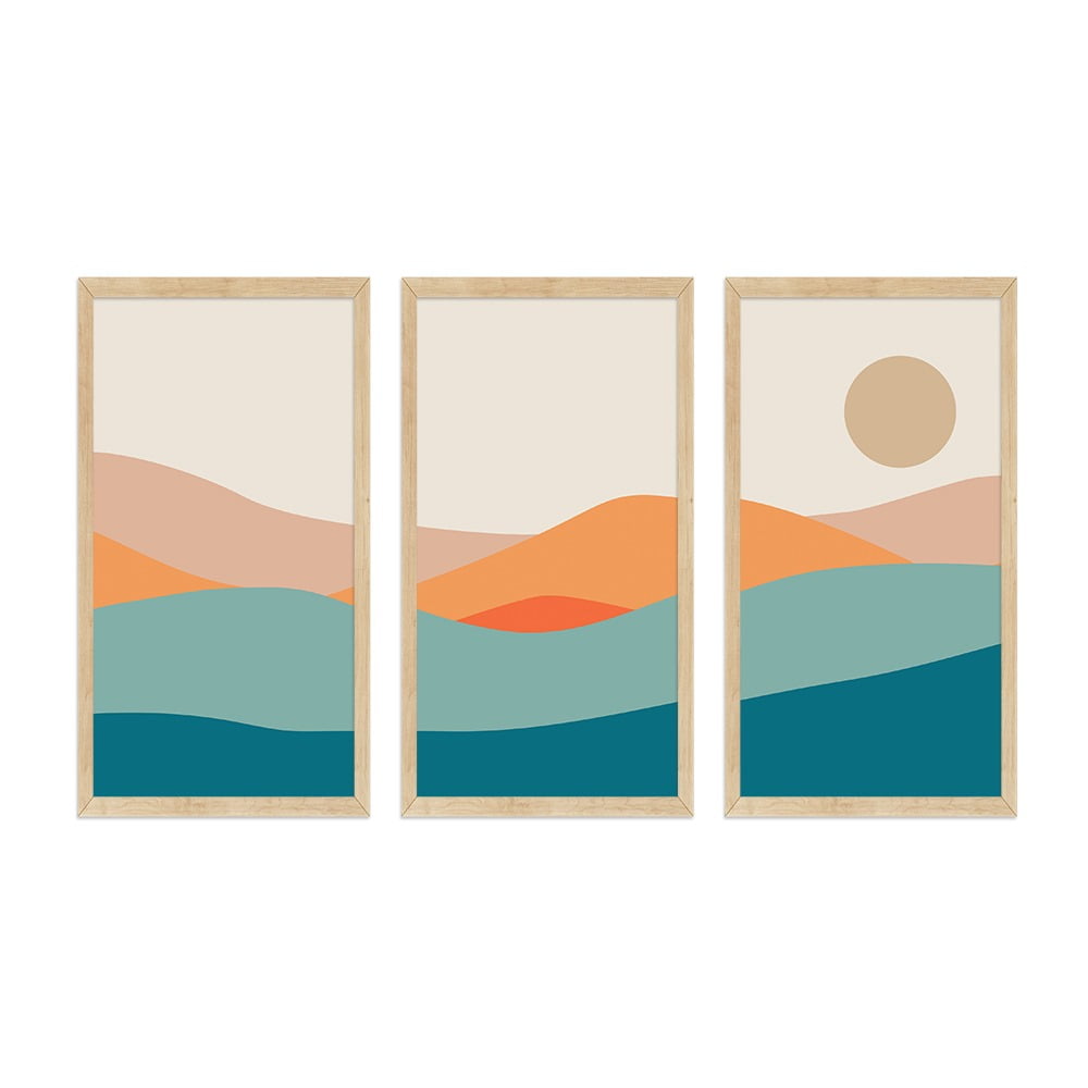 MODERN DESERT  3 PIECE COMPOSITE FRAMED CANVAS COLLAGES
