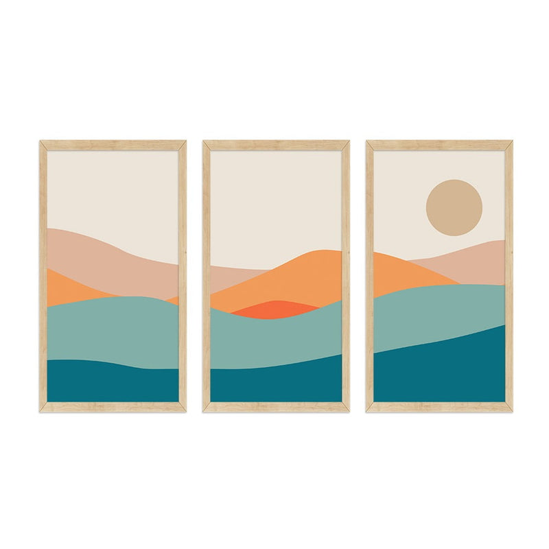 MODERN DESERT  3 PIECE COMPOSITE FRAMED CANVAS COLLAGES