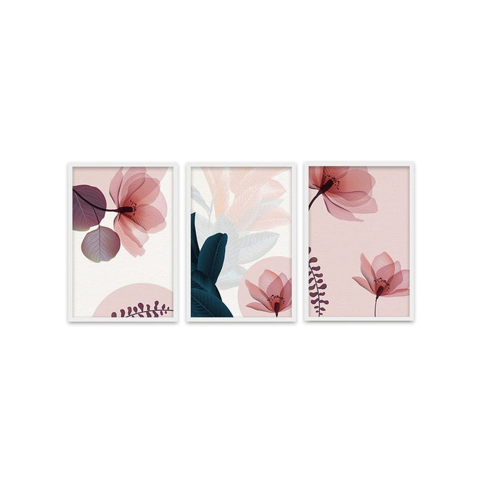 Composite Framed Canvas 3pce 40x60 Pink Floral