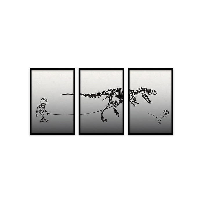 Composite Framed Canvas 3pce 40x60 WALKING T-REX