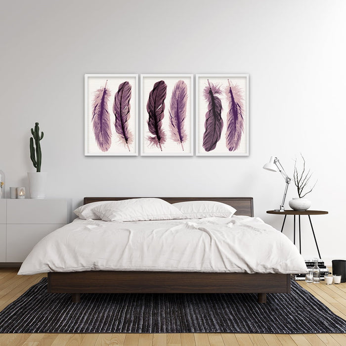 Composite Framed Canvas 3pce 40x60 Feathers