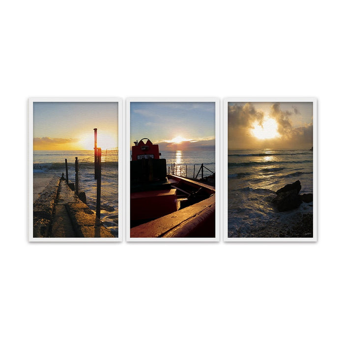 Composite Framed Canvas 3pce 40x60 Sea Sunrise