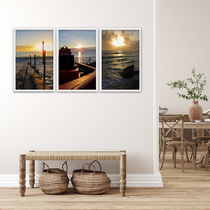 Composite Framed Canvas 3pce 40x60 Sea Sunrise