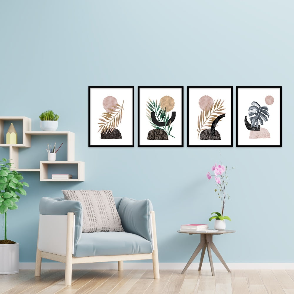 Composite Framed Canvas Collage 4pce 40x60 PALM-LEAF